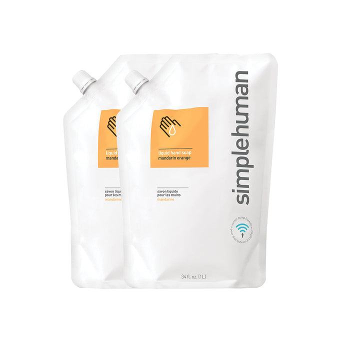 recharges de savon liquide pour les mains simplehuman, parfum orange mandarine