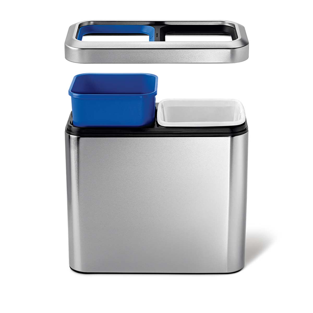 20L dual compartment slim open can - brushed finish - exploded lid image