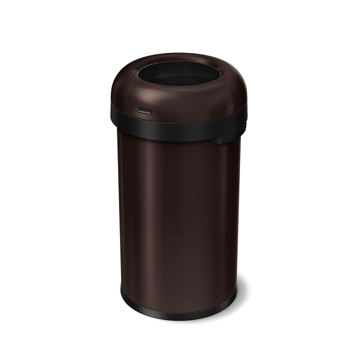 poubelle ronde ouverte 60 litres, acier inoxydable couleur laiton ultra-robuste