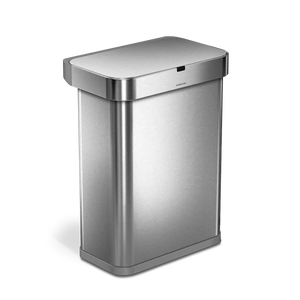 poubelle rectangulaire à capteur 58 litres avec capteur de voix et mouvement, acier inoxydable bronze foncé