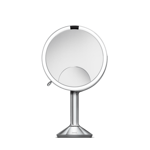 20 cm miroir à capteur trio, acier inoxydable blanc