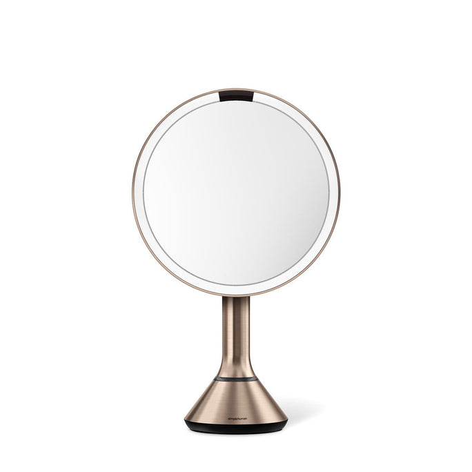 20 cm de diamètre miroir à capteur avec control de luminosité, rose acier inoxydable