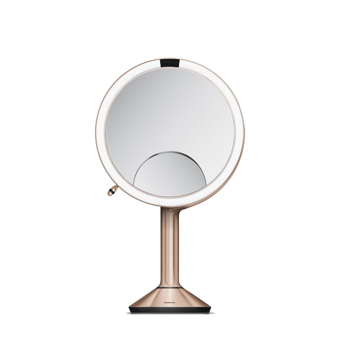 20 cm miroir à capteur trio, acier inoxydable blanc