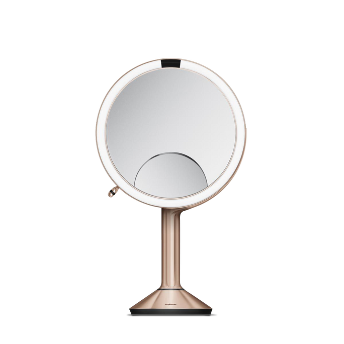 20 cm miroir à capteur trio, acier inoxydable blanc