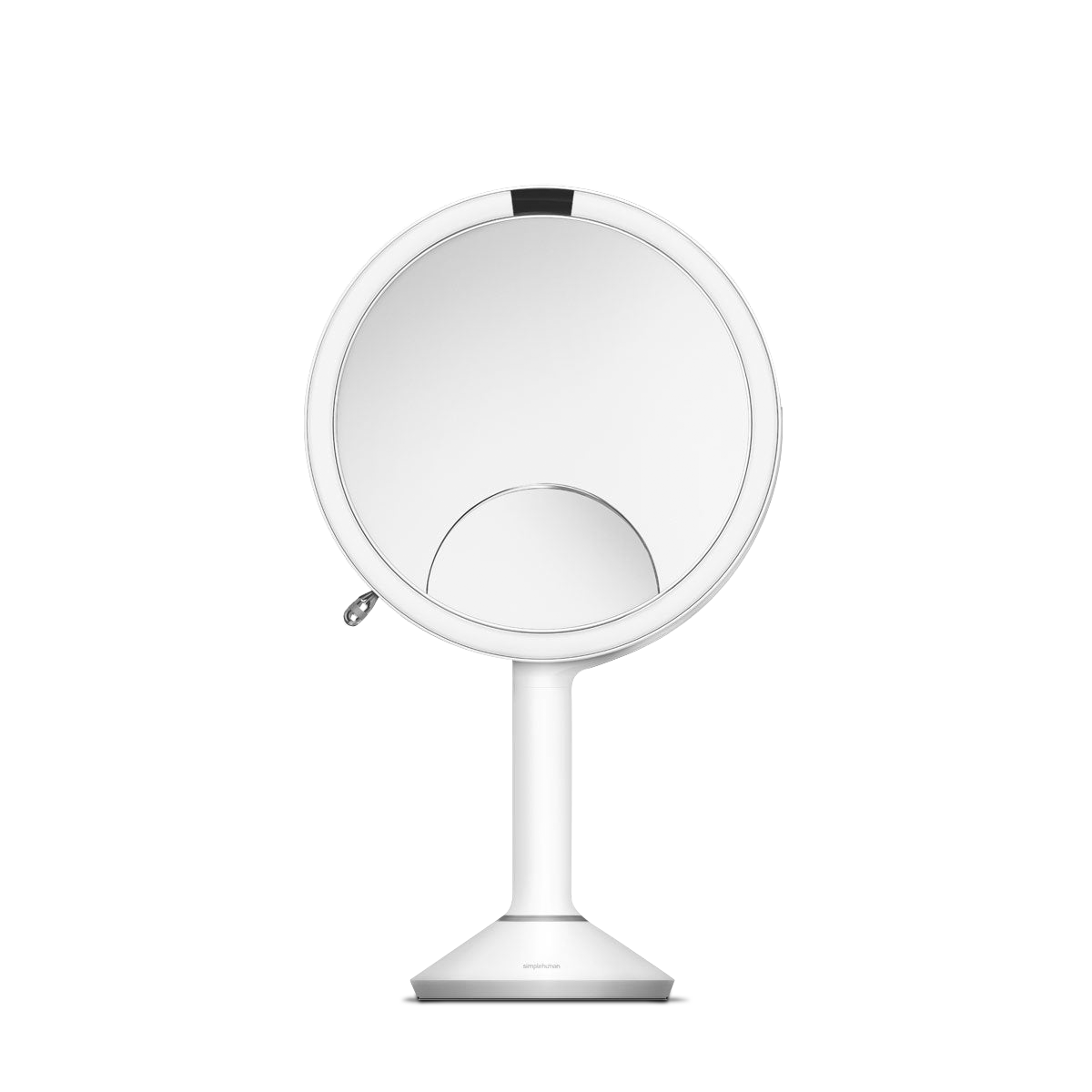 20 cm miroir à capteur trio, acier inoxydable blanc